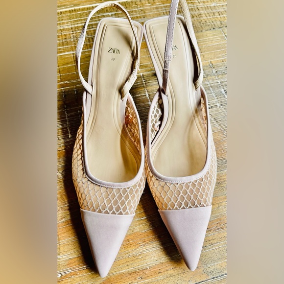 Zara Arima sling back kitten heel pump women’s shoes cream 39 UK/ 8.5 US - Picture 5 of 9